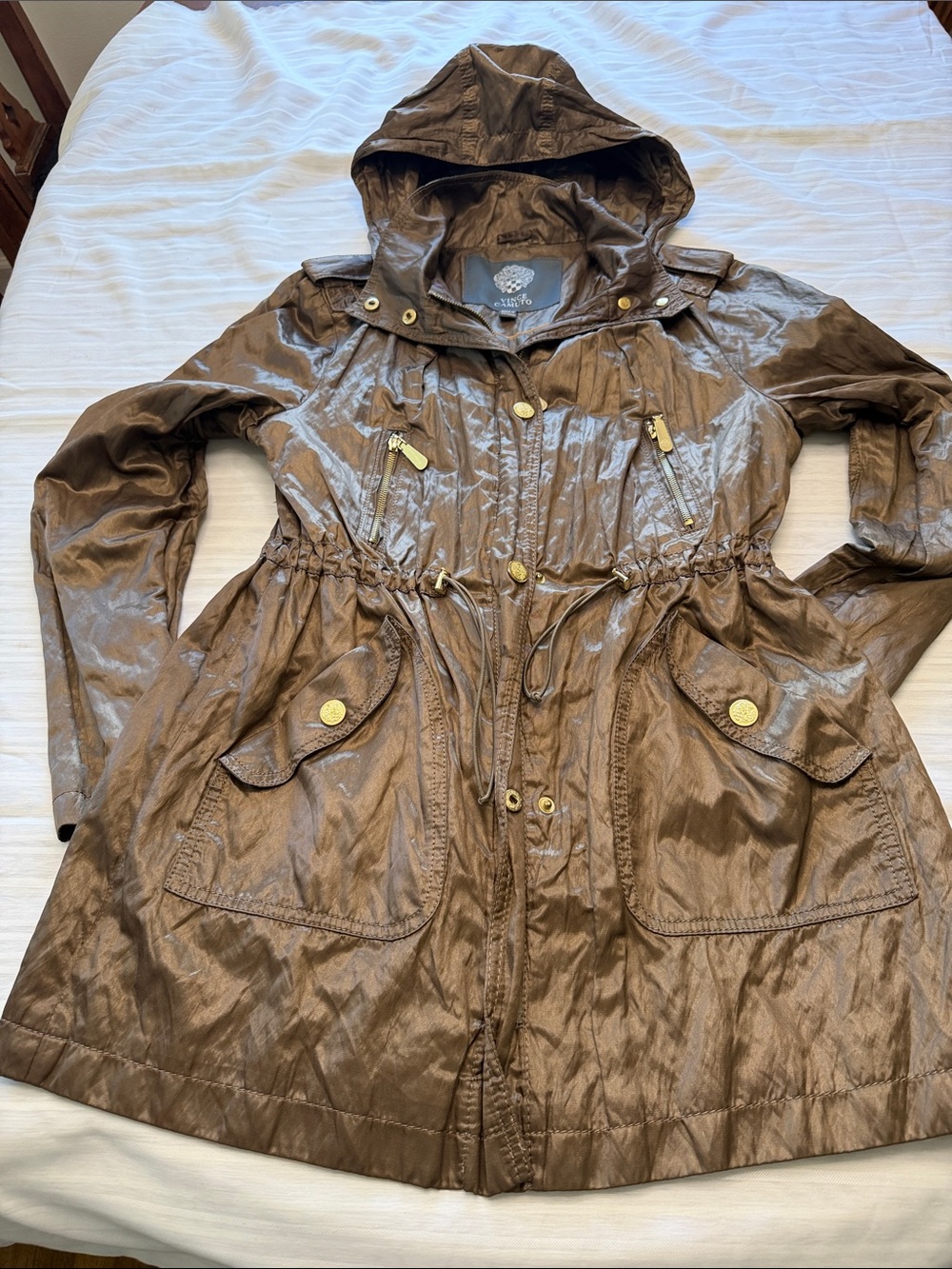 Vince Camuto Brown Hooded Utility Anorak Jacket